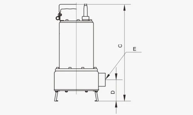 Dimensions of WQ-B-QG Submersible Stainless Steel Cutter Pumps