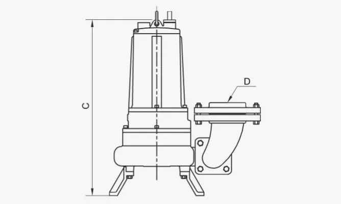 Dimensions of 100WQ Non-clog Submersible Sewage Pumps