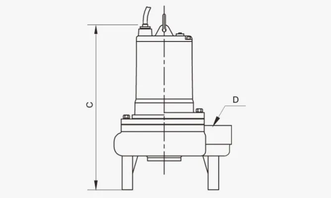 Dimensions of 80WQ Non-clog Submersible Sewage Pumps
