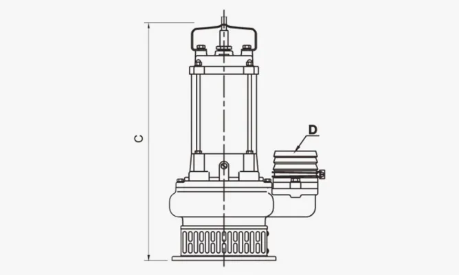 Dimensions of ASQ-T Non-clog Submersible Sewage Pumps