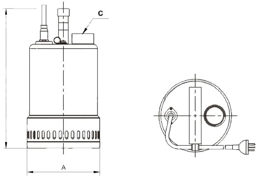 Dimensions of QDX-BS A Submersible Clean Water Pump